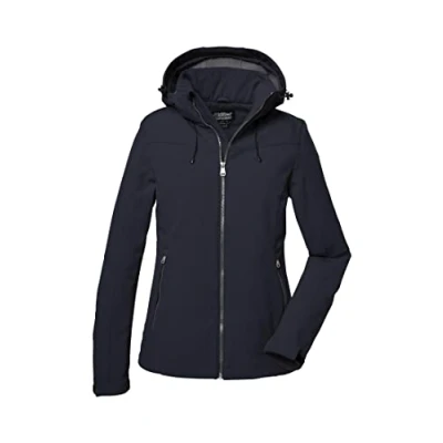 Abbildung von Killtec Damen Softshelljacke Softshell Jacke mit abzippbarer Kapuze wasserabweisend, Winddicht, atmungsaktiv 00814 dunkelnavy 46