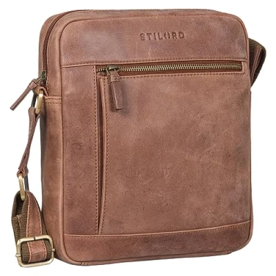 Abbildung von STILORD &#039;Alwin&#039; Umhängetasche Herren Leder Schultertasche Männer Tablettasche 10 Zoll Vintage Crossbody Bag Retro Tasche Leder, Farbe:messina braun