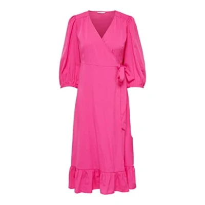 Abbildung von ONLY Women&#039;s ONLOLIVIA 3/4 WRAP Dress WVN NOOS Midi Kleid, Fuchsia Purple, S