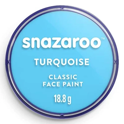 Abbildung von Snazaroo 1118488 Schminkfarbe Türkis, 18ml Topf hautfreundliche Gesichtschminke auf Wasserbasis, wasservermalbar, parabenfrei, Face &amp; Bodypaint Farbe für Kinder Erwachsene