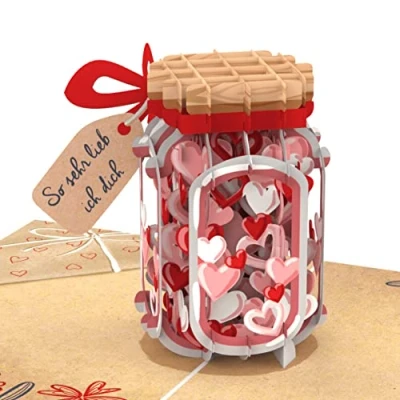 Abbildung von papercrush® Pop Up Karte So sehr lieb Ich Dich 3D Liebeskarte für Frauen &amp; Männer (Geburtstagskarte, Jahrestag, Hochzeitstag) Liebe Glückwunschkarte als Liebeserklärung an Lieblingsmensch