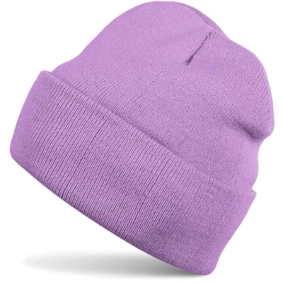 Abbildung von styleBREAKER Unisex Beanie Strickmütze Einfarbig, Feinstrick Mütze doppelt gestrickt, warme Winter Strickbeanie 04024029, Farbe:Flieder