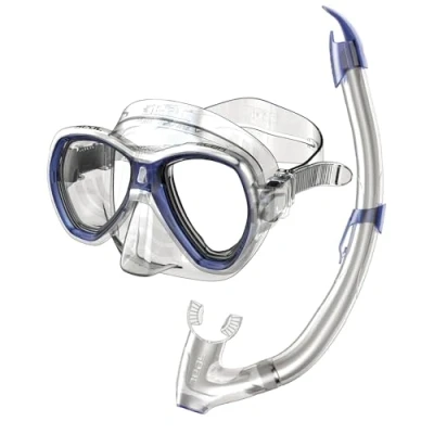 Abbildung von Seac Set Elba, Schnorchelset aus hypoallergenem Silikon mit Maske und Schnorchel für Erwachsene, transparent/blau, Regular
