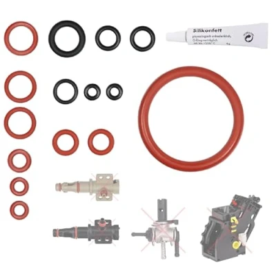 Abbildung von Dichtung Wartungssatz O Ring für Auslaufventil Dampfventil Brühgruppe Einlaufstutzen Crema Stempel Kolben kompatibel mit Phillips Saeco Spidem Gaggia RI EP HD SM SUP Set 19 + 6g Tube Silikonfett