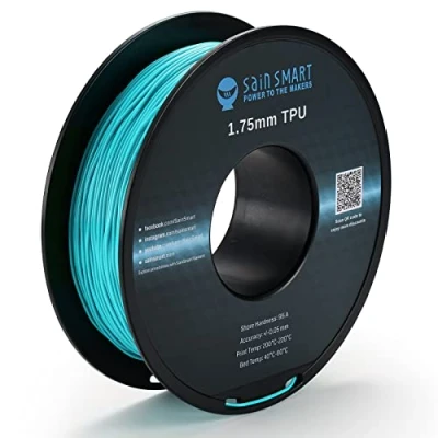Abbildung von SainSmart Neon Color TPU, 1,75 mm flexibles TPU 3D Druckerfilament 800 g, Maßgenauigkeit +/ 0,05 mm, Cyan, grünlich blaue Farbe
