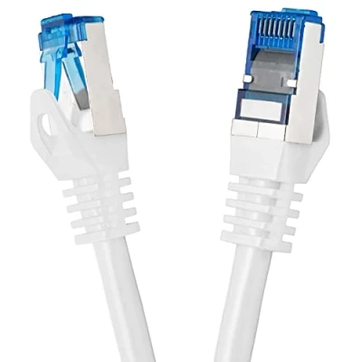 Abbildung von BIGtec 2m CAT.7 Patchkabel Netzwerkkabel Gigabit Patch DSL LAN Ethernet Kabel weiß Kupferkabel doppelt geschirmt (RJ45 Stecker Cat 7 S/FTP PIMF)