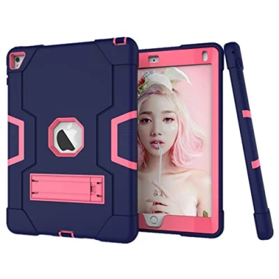 Abbildung von HyFone Hülle für iPad Air 2 Pro 9.7&quot; Robust Stoßfest Schwerlast Dauerhaft Ganzkörperschutz Schutzhülle Case Cover A1566 A1567 A1673 A1674 A1675 [Marineblau/Rose Rot]