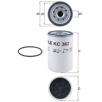 Abbildung von MAHLE ORIGINAL KC 362D Kraftstofffilter Anschraubfilter