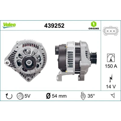Abbildung von VALEO 439252 Lichtmaschine 14V 150A BMW: 3 Saloon, X5, Touring