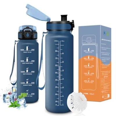 Abbildung von Vikaster Trinkflasche, Trinkflasche 1000ml, Fahrrad, Kohlensäure Geeignet, Sportflasche für Kinder, Schule, Fitness, Outdoor