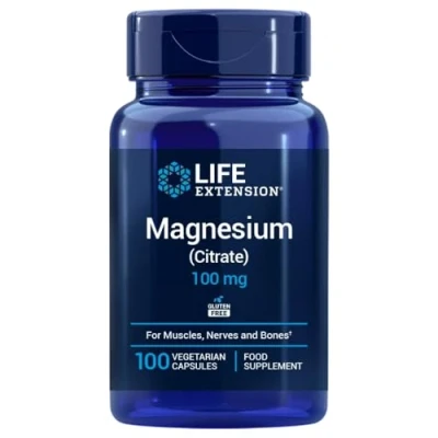 Abbildung von Life Extension Magnesium (Citrate) 100 Kapseln, bioverfügbares für Muskel und Nervenfunktion, Energie, Knochen Zähne