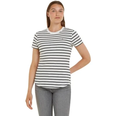 Abbildung von Tommy Hilfiger 1985 SLIM Tshirt print, Damen, Größe: Medium, Ecru/desert sky