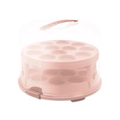 Abbildung von Rotho Fresh Tortenglocke hoch mit Trays, lebensmittelechter Kunststoff (PP) BPA frei, pink, (35.5 x 34.5 26.0 cm)