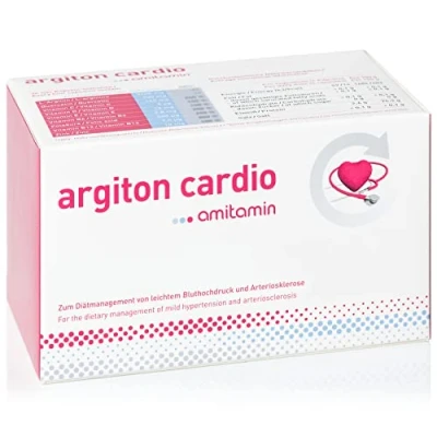 Abbildung von amitamin argiton cardio, für Blutdruck, Herz, Gefäße, Apothekenqualität, 120 Kapseln, Komplex Formel mit L Arginin, Vitaminen B6,12,C,D,E, Folsäure, Natrium und Zink
