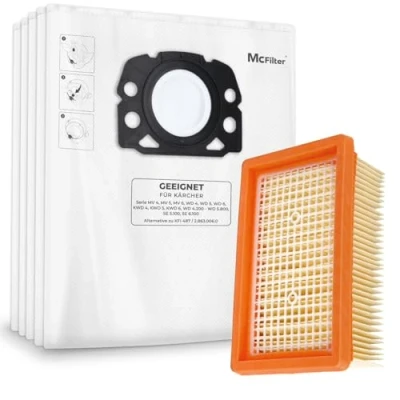 Abbildung von McFilter 20 Staubsaugerbeutel + 1 Filter geeignet für Kärcher WD4, WD5, WD6, MV4, MV5, MV6, Alternative KFI 487 4410, 2.863 005.0, 006.0, Mehrzwecksauger Typ KA 33