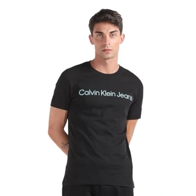 Abbildung von Calvin Klein Jeans Herren T Shirt Kurzarm Institutional Logo Slim Fit, Schwarz (Ck Black), XL