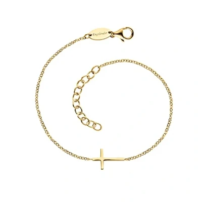 Abbildung von Engelsrufer Damen Armband aus vergoldetem Sterling Silber mit Kreuz Anhänger, Karabinerverschluss, längenverstellbar, nickelfrei