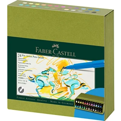 Abbildung von Faber Castell 167191 Tuschestifte Pitt Artist Pen Brush, 24er Atelierbox, Pinselstifte Set