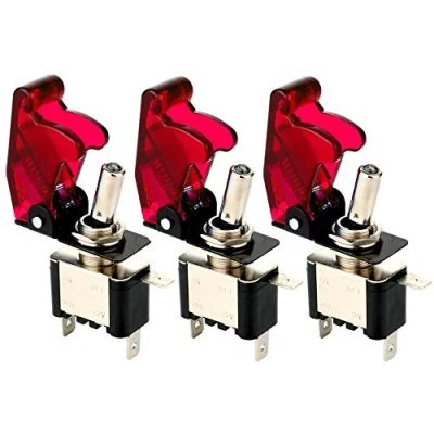 Abbildung von Gebildet® 3pcs Kippschalter Rot LED Licht Schalter 20A 12V 24VDC, EIN/AUS Wippschalter mit Metallhebel, SPST 3 pin Rocker Toggle Switch, zum Auto KFZ LKW Boot