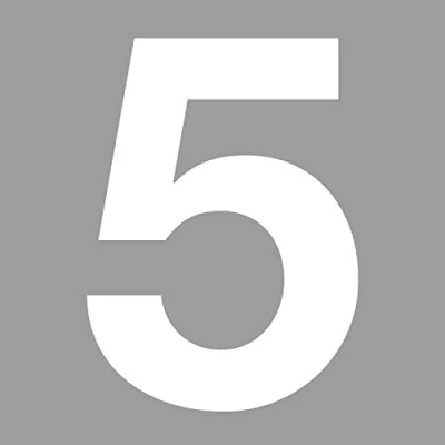 Abbildung von Zahlen Aufkleber Nr. 5 in weiß I Höhe 10 cm selbstklebende Haus Nummer, Ziffer zum Aufkleben für Außen, Briefkasten, Tür wetterfest kfz_674_5