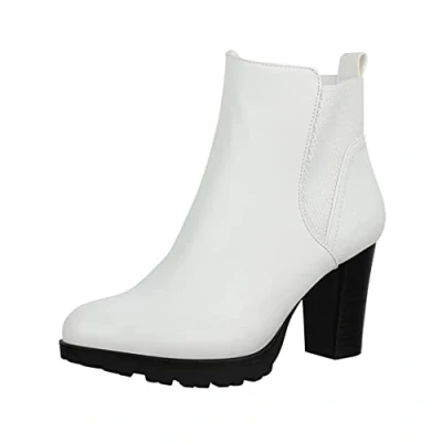 Abbildung von Elara Herbst Plateaustiefelette, Damen, Größe: 38, Weiss Schuhe