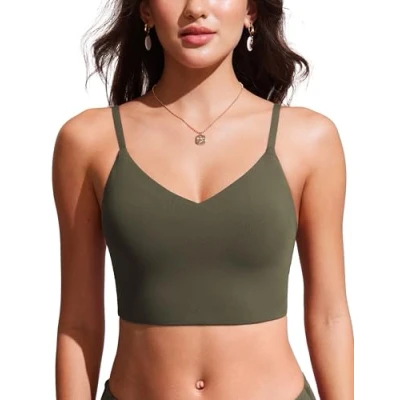 Abbildung von CRZ YOGA Damen Bikini Top Swimsuit Schnell Trocknend Padded Swim Oberteil Dunkle Olive 44