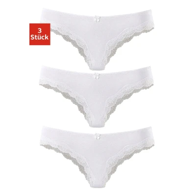 Abbildung von Lascana 3PACK Slip, Damen, Größe: 32/34, Weiß