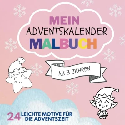 Abbildung von Mein Adventskalender Malbuch für Mädchen ab 3 Jahren zum Kritzeln + Ausmalen Zahlen lernen Kindergarten