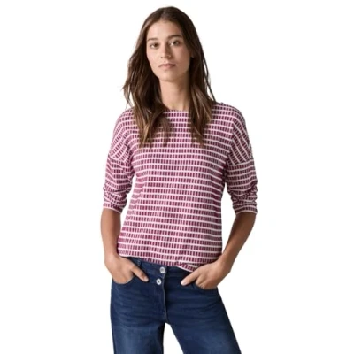 Abbildung von Cecil Struktur Langarmshirt, Damen, Größe: Large, Pink
