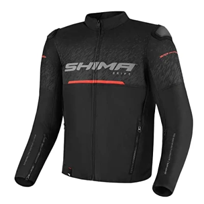 Abbildung von SHIMA DRIFT Motorradjacke Herren Leichte, Atmungsaktive Sommer Mesh Motorcycle Stadt Textiljacke Männer mit CE Schulter Ellbogen und Rückenprotektoren, Breitenverstellung (Schwarz, 3XL)