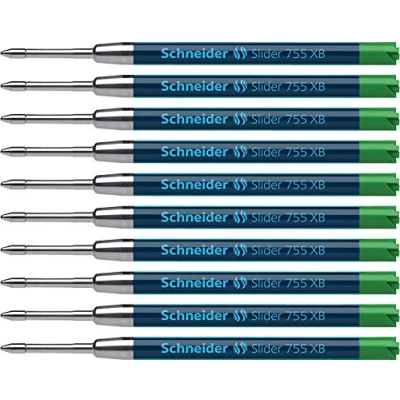 Abbildung von Schneider Slider 755 Kugelschreibermine (ViscoGlide Technologie, dokumentenecht, XB=Extrabreit) 10er Packung, grün