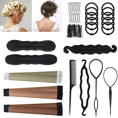Abbildung von URAQT Haare Frisuren set, Haar Zubehör Styling Frisurenhilfe Set Clip Pads Frisur Klammer Werkzeug festgelegt Kit