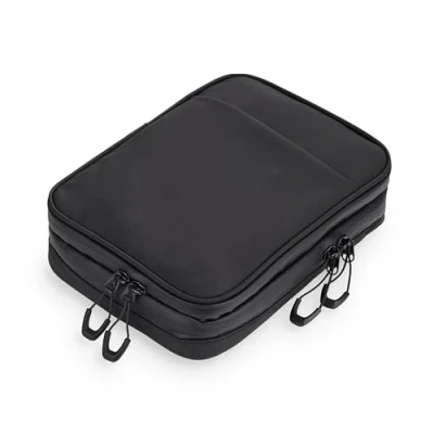 Abbildung von TROIKA Kabeltasche mit 2 Reißverschlussfächern Black Connected Innenfächer Netztaschen und Elastikbändern für Zubehör (Every Day Carry) Stiftschlaufe Tarpaulin (Plane) schwarz