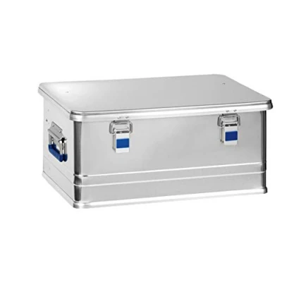 Abbildung von hünersdorff Aluminium Box Profi 48 Liter, wasserdicht mit Gummi Dichtung, leicht, stabil, Klapphandgriffe, Vorbereitung für Schlösser, Farbe: silber, 452150