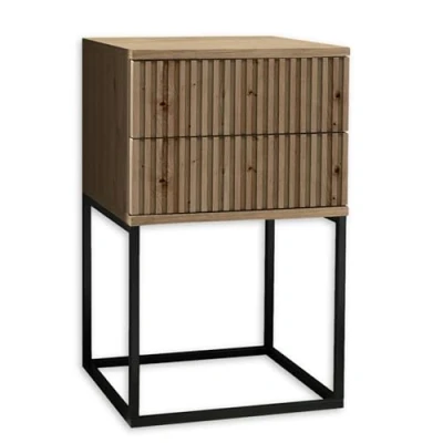 Abbildung von MARLE Nachttisch in Weiß Moderner Nachtschrank mit Schubladen und schwarzem Metallgestell 40 x 65 38,5 cm (B/H/T)