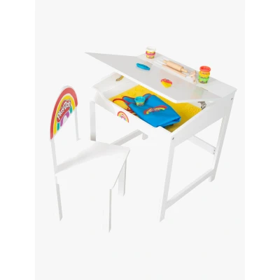 Abbildung von roba® Kindersitzgruppe »Play Doh Schulpult«, (Set), inkl. 3D Kreativmatte, 6 Knetdosen, Schürze