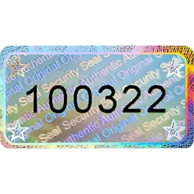 Abbildung von 90 Stk 3D Hologramm Siegel mit Seriennummer 30 * 16mm silber glänzend Sicherheitssiegel, Qualitätssiegel, Sicherheitsetiketten, selbstklebendes Etikett, Siegeletiketten