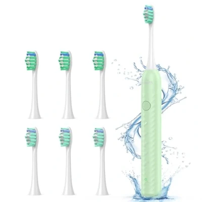 Abbildung von YteaTh Elektrische Zahnbürste Schallzahnbürste Eine Ladung für 180 Tage Elektrisch, Shcall Electric Toothbrush Mit 6 Ersatzbürsten, 5 Putzmodi, Timer (Hellgrün)