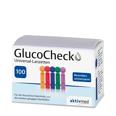 Abbildung von GlucoCheck Universal Lanzetten von aktivmed, passend für alle gängigen Stechhilfen zur schmerzarmen Blutentnahme Diabetiker Blutzucker Messung, 100 Stück