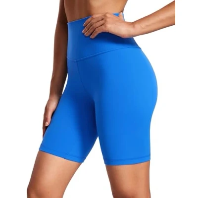 Abbildung von CRZ Yoga Damen Butterluxe Kurze Sporthose Laufshorts Sommer Radlerhose High Waist Fitness Shorts 20cm Funkelndes Blau 40