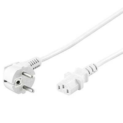 Abbildung von PremiumCord kpsp5w Stromkabel 230V 5m, mit Schutzkontakt abgewinkelt an Kaltbuchse C13, IEC 320, PC 3 Poly, Farbe Weiß