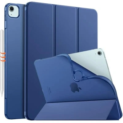 Abbildung von MoKo Hülle für iPad Air 13 Zoll M2 2024, mit weicher, transparenter, gefrosteter TPU Rückseite,Slim Smart Folio Schutzhülle 13&quot;,iPad Cover, Marineblau