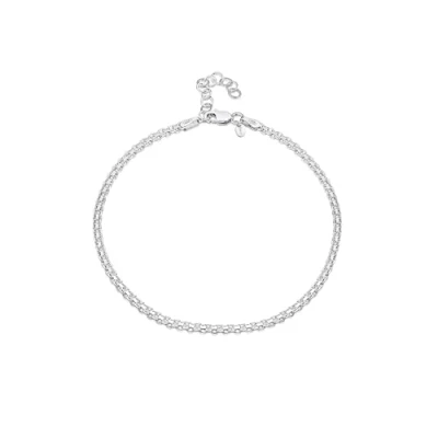 Abbildung von Amberta 925 Sterlingsilber Fußspange 2,2 mm Bismarck Fußkettchen Armband 22 bis 25,5 cm Flexibel Verstellbar