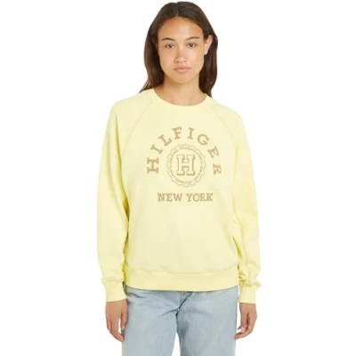 Abbildung von Tommy Hilfiger Damen Sweatshirt Varsity Raglan ohne Kapuze, Gelb (Yellow Tulip), L