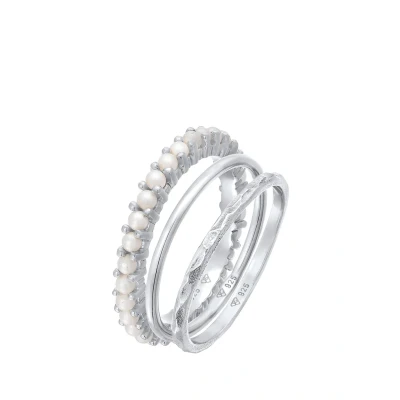 Abbildung von Elli 3 PACK Classic Ring, Damen, Größe: 56, Silber