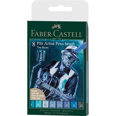 Abbildung von FABER CASTELL 167173 Tuschestift Pitt Artist Pen, The Blues, B, 8er Etui
