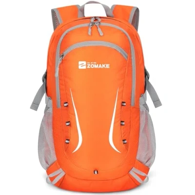 Abbildung von ZOMAKE Faltbarer Rucksack 40L,Groß Leichter Rucksäcke Wasserdicht Wanderrucksack Packable Backpack für Damen Herren Outdoor Wandern(Orange)