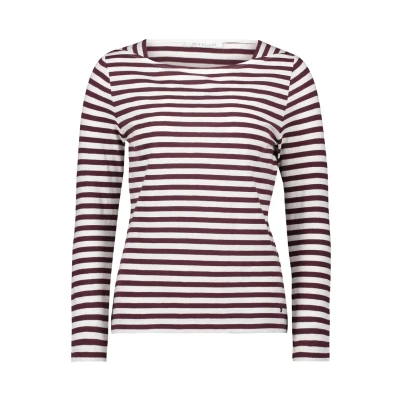 Abbildung von Betty &amp; Co Ringel MIT Ubootausschnitt Langarmshirt, Damen, Größe: XXL, Cream dark red