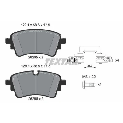 Abbildung von TEXTAR 2626501 Bremsbelagsatz für Verschleißwarnanzeiger vorbereitet mit Bremssattelschrauben Zubehör AUDI: A4 B9 Avant, A5 Sportback, Q7