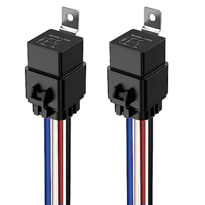 Abbildung von Gebildet 2Stücke 40/30A 12V Wasserdichtes Relais Kabelsatz Set 4 PIN SPST im Bosch Stil mit robuster 12AWG Kabel